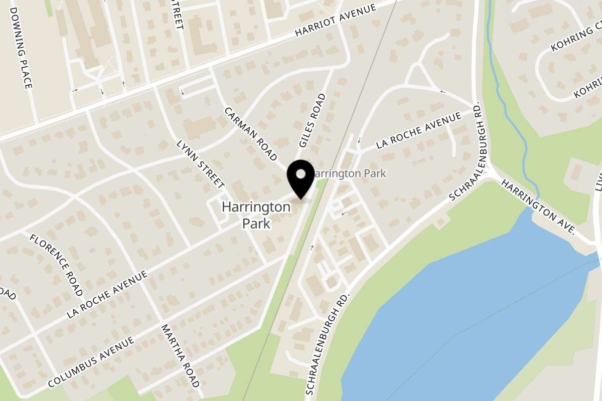 Map showing the location of Cork & Crust Italian Kitchen on 90 La Roche Ave in Harrington Park